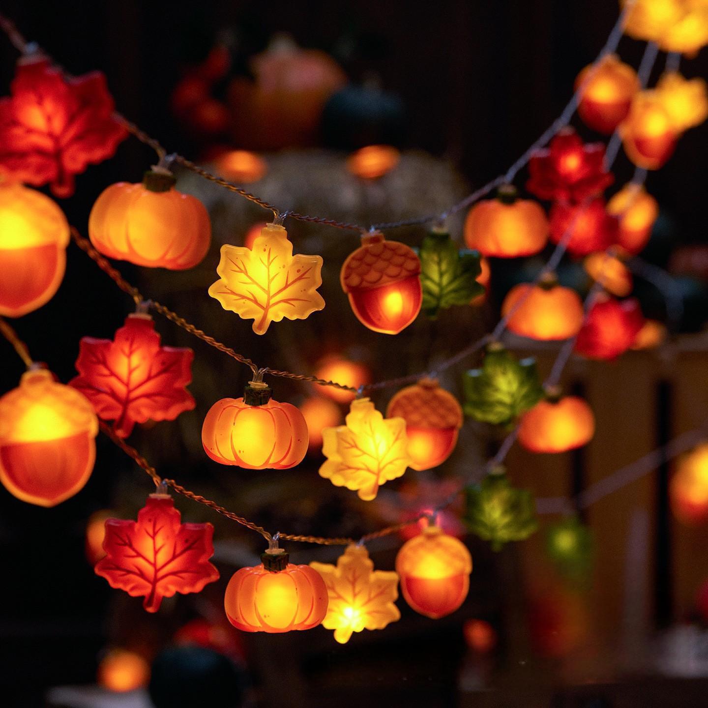 Halloween Pumpkin Decor Led - 1.5/3m Halloween LED Pumpkin Nut Maple