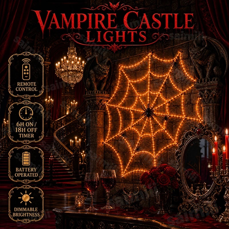 Halloween Led String Lights Orange - Halloween Spider Web LED String Lights