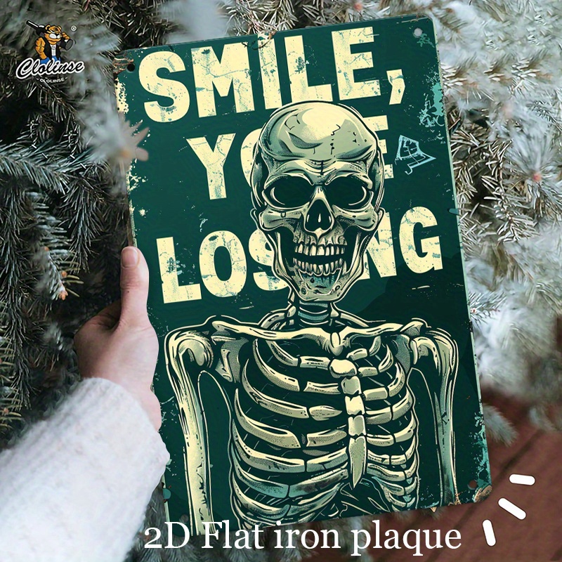 Vintage Skeleton Metal Sign 