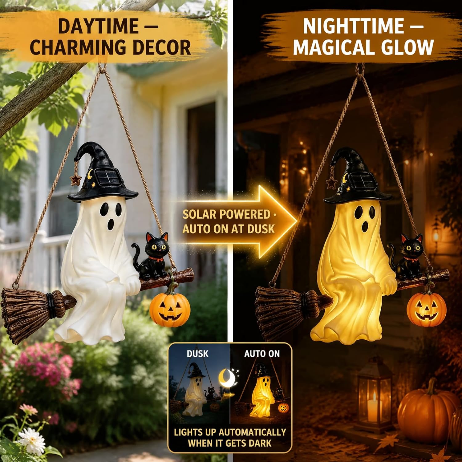 Solar Ghost Chandelier Hallowe - Pumpkin Lantern Halloween ulasan dan harga