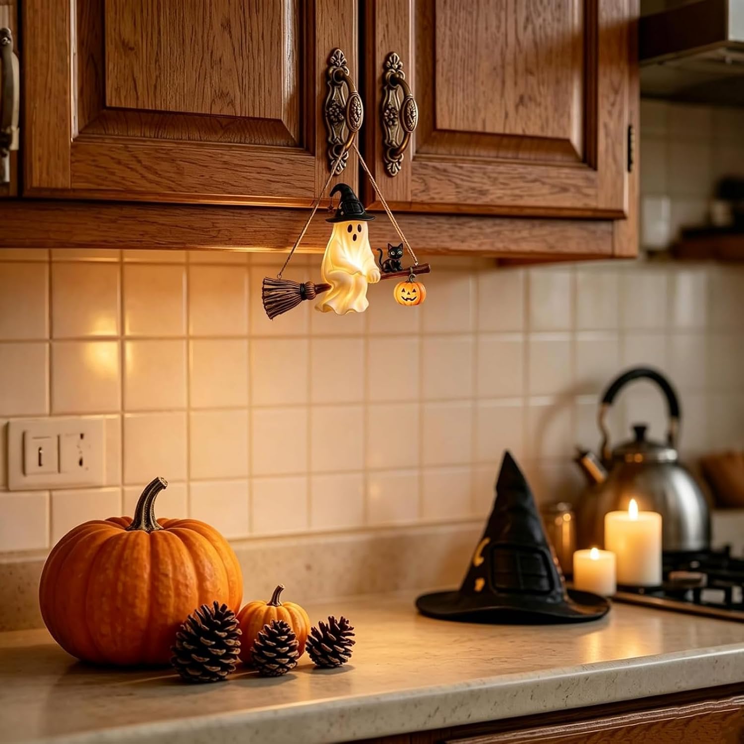 Solar Ghost Chandelier Hallowe - Pumpkin Lantern Halloween ulasan dan harga