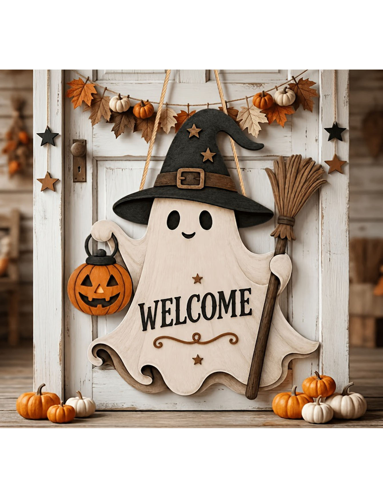2D flat single-sided ghost doo - Pumpkin Lantern Halloween ulasan dan harga