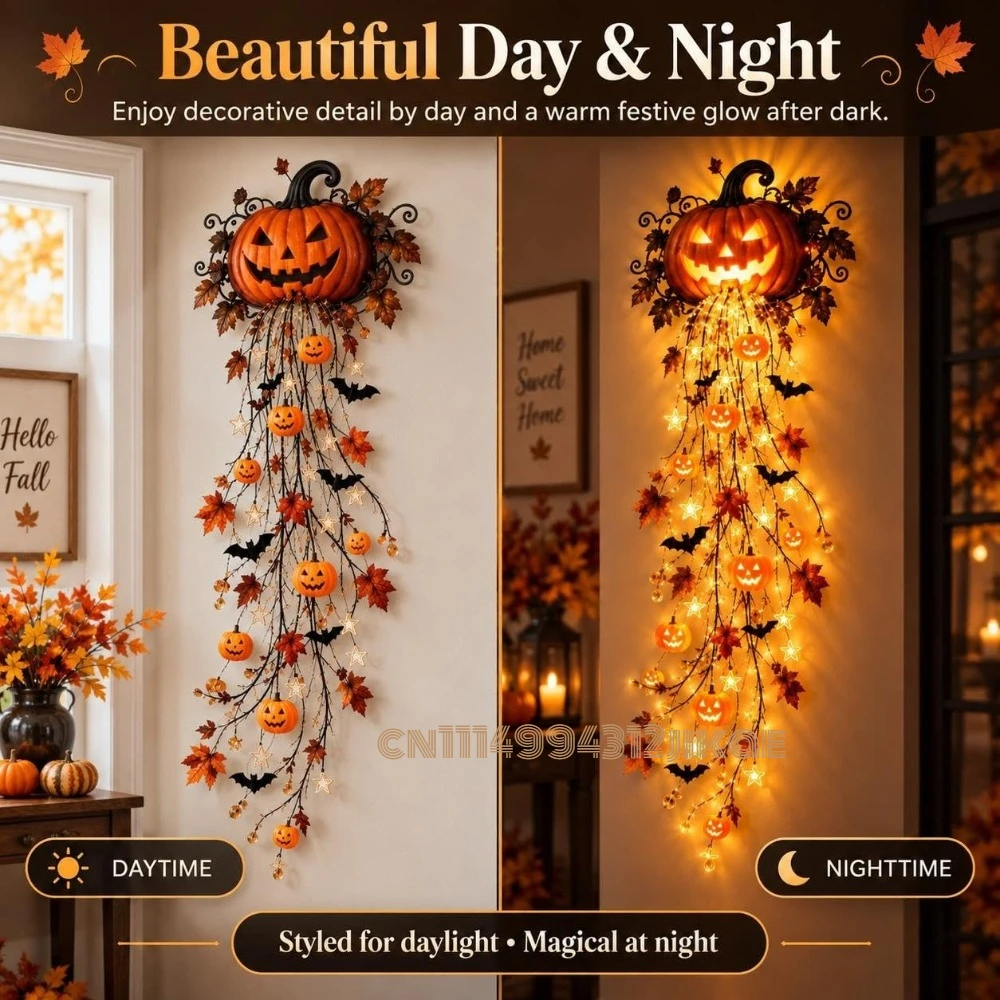 Elegant Halloween Cascade Wall - Halloween Led String Lights Orange ulasan dan harga