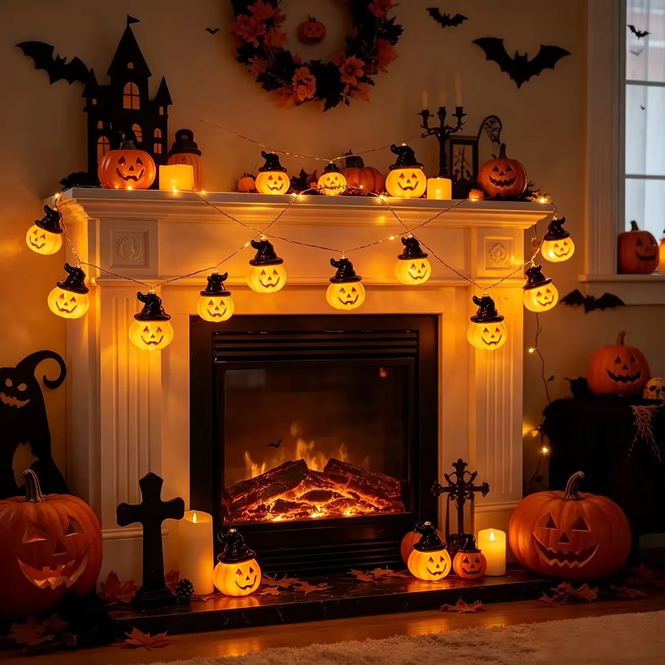 Witch Hat Pumpkin Fairy String - Halloween Led String Lights Orange ulasan dan harga