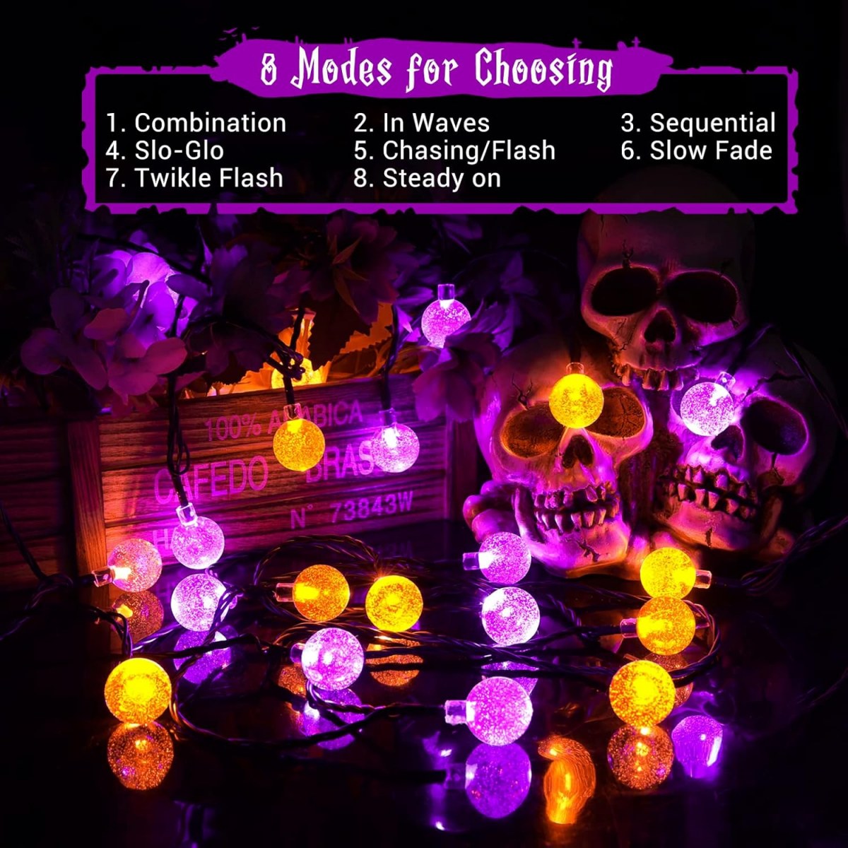 1pc 12m 100 LED Halloween Purp - Halloween Led String Lights Orange ulasan dan harga