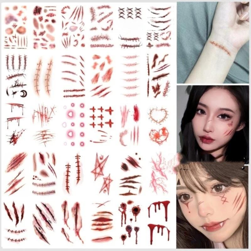 30pcs Halloween Tattoo Sticker - Spider Web Halloween Decoration ulasan dan harga