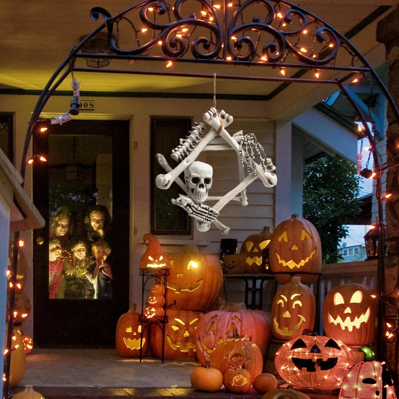 Halloween Skull Wreath Gothic  - Halloween Skeleton Decoration ulasan dan harga